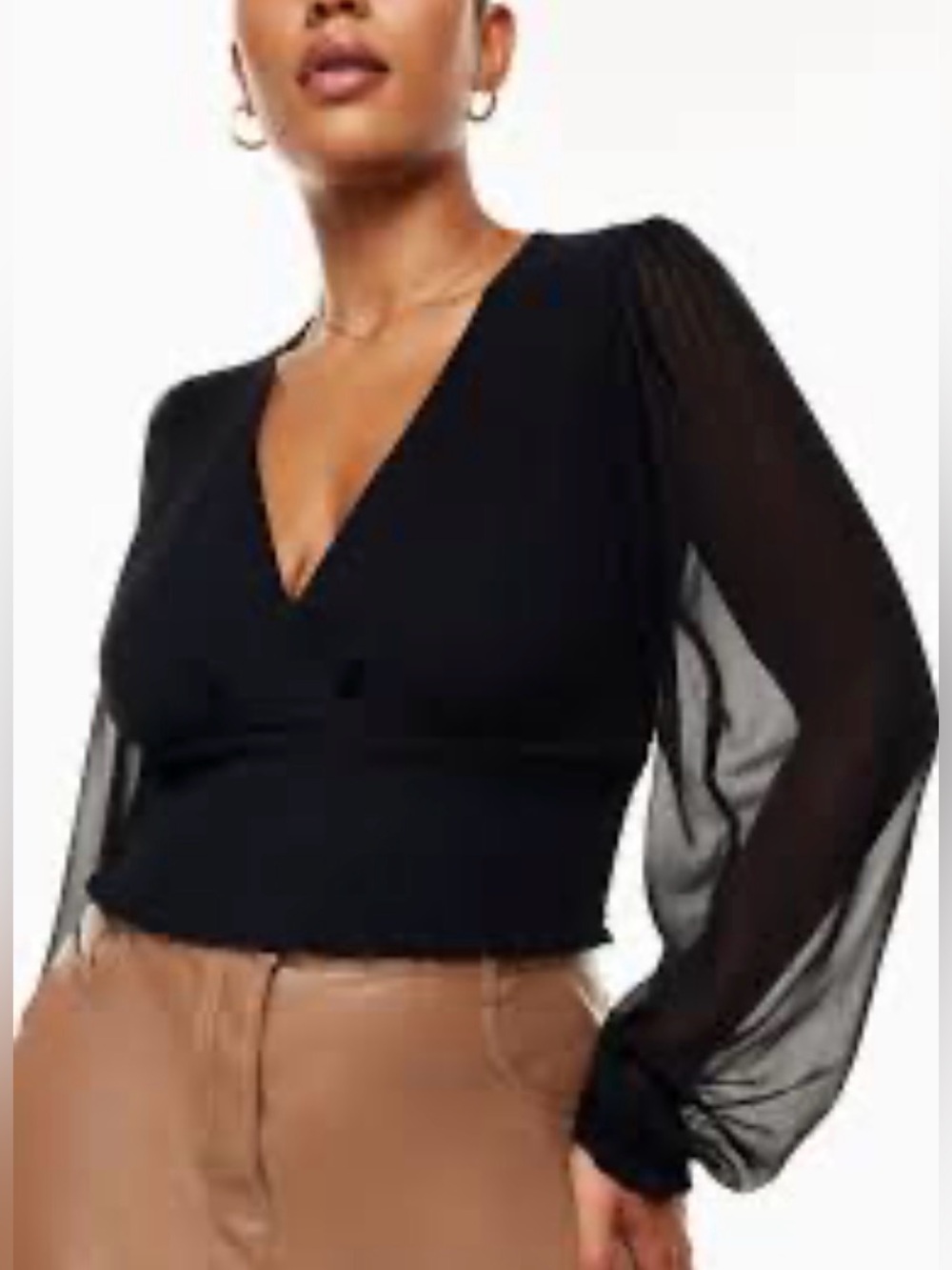 Aritzia Wilfred Wistful Blouse Wrap Style Black S